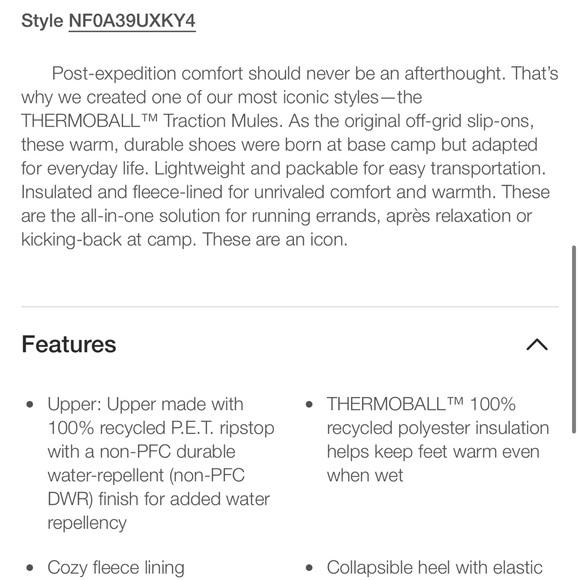 Youth THERMOBALL™ Traction Mules II - Northface, size 3 - Picture 8 of 9